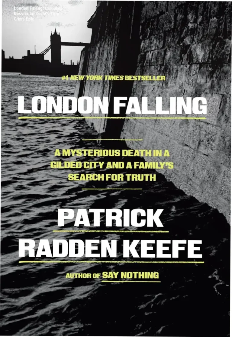 Book cover of London Falling by Patrick Radden Keefe depicting a mysterious death in London