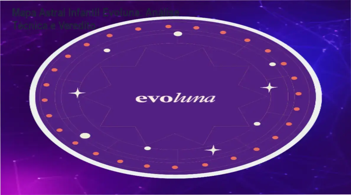Mapa Astral Infantil Evoluna aberto em tablet mostrando relatório personalizado de talentos e desafios da criança
