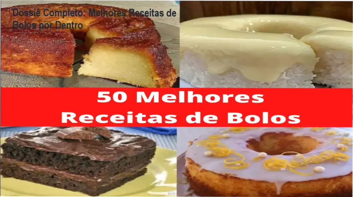 Visão interna do guia digital Melhores Receitas de Bolos com variedade de receitas
