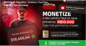 Curso Mestres do Algoritmo com técnicas de IA e automação para crescimento no YouTube
