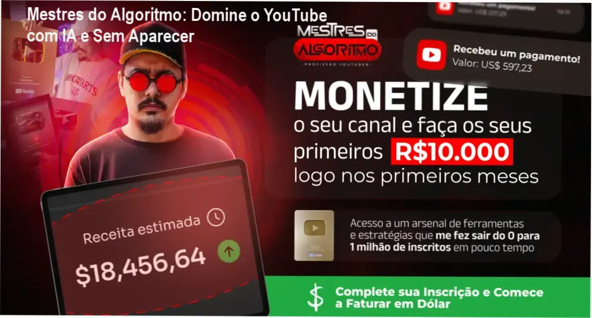 Curso Mestres do Algoritmo com técnicas de IA e automação para crescimento no YouTube