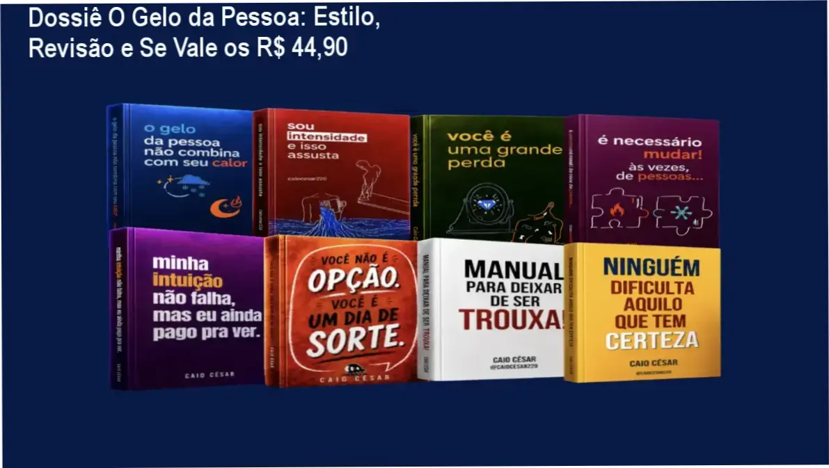 Combo O Gelo da Pessoa Não Combina Com Seu Calor de Caio César da Silva aberto no tablet mostrando páginas internas e lista dos 7 bônus