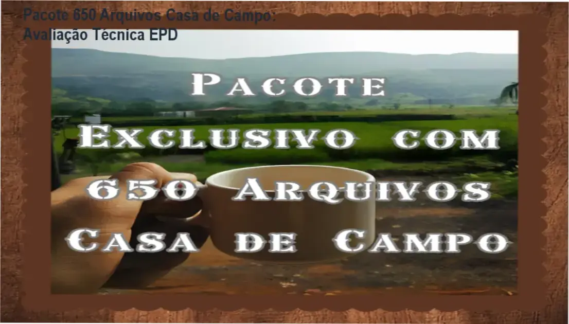 Capa da análise técnica do pacote com 650 arquivos de projetos para casas de campo incluindo plantas DWG e áreas gourmet