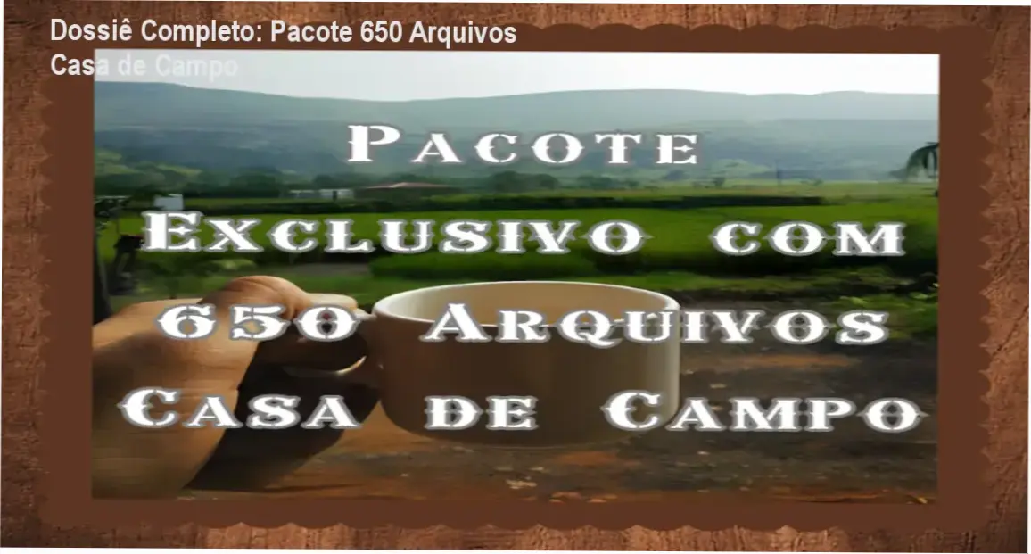 Acervo digital de projetos arquitetônicos para casas de campo contendo plantas baixas e modelos 3D