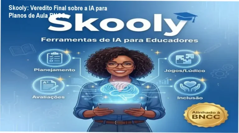 Interface da plataforma Skooly mostrando a geração automática de planos de aula por inteligência artificial para professores