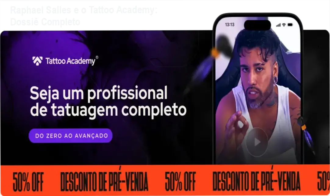 Visão detalhada da plataforma de cursos e materiais do Tattoo Academy de Raphael Salles
