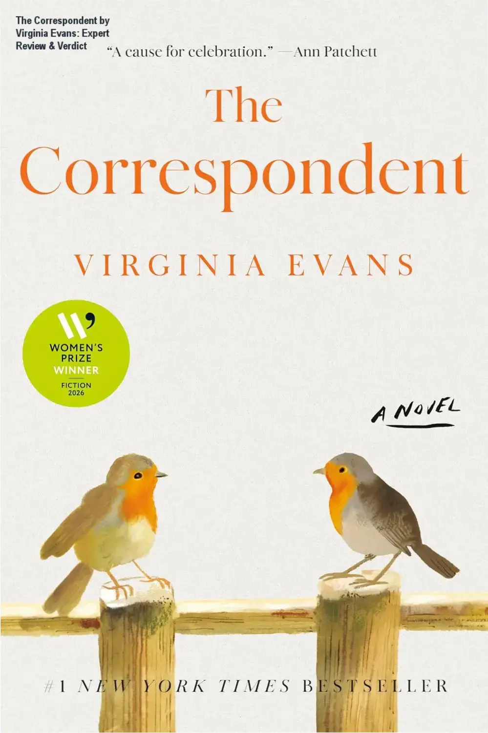 Cover of The Correspondent by Virginia Evans, Women's Prize for Fiction winner.