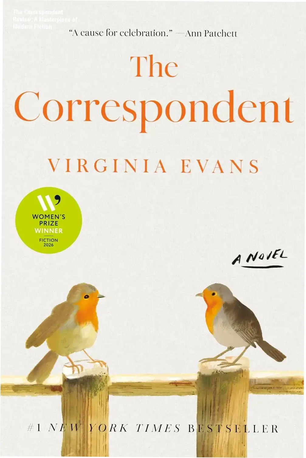 Cover art of The Correspondent novel by Virginia Evans featuring a literary theme