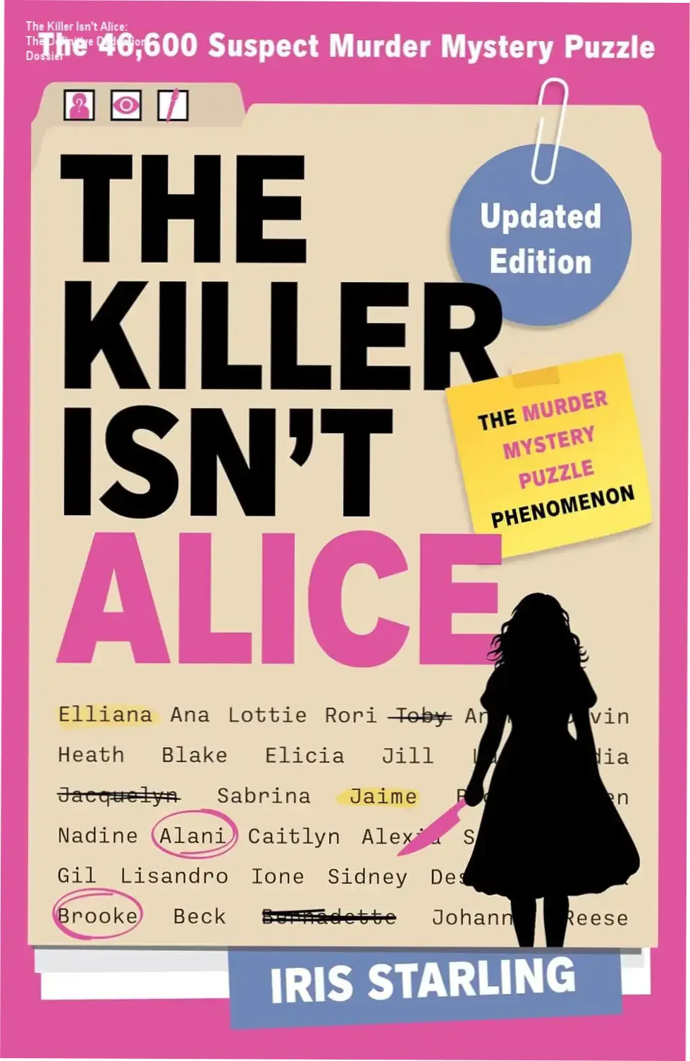 The Killer Isn't Alice murder mystery puzzle book layout with clues