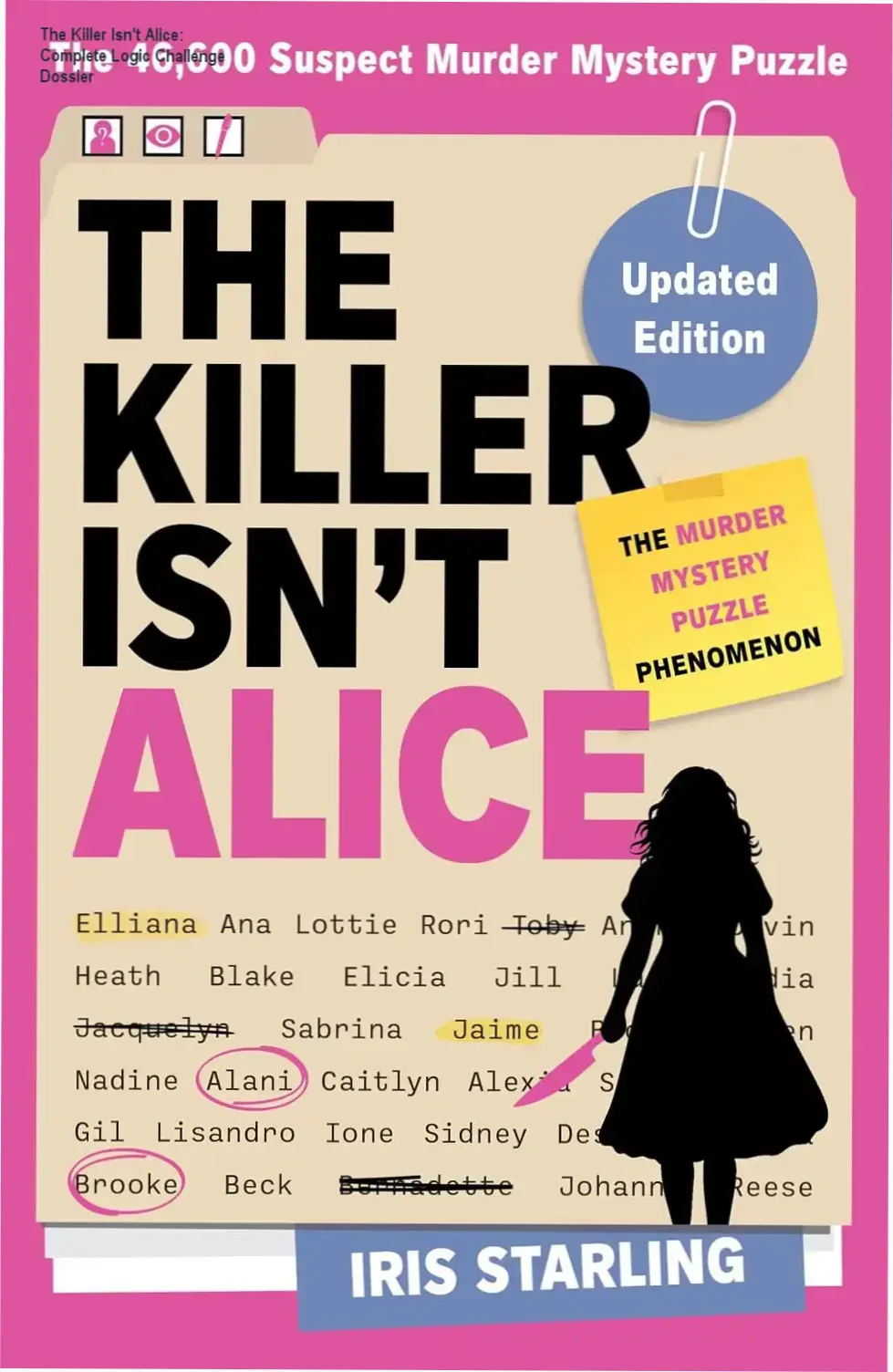 The Killer Isn't Alice interactive murder mystery puzzle book layout