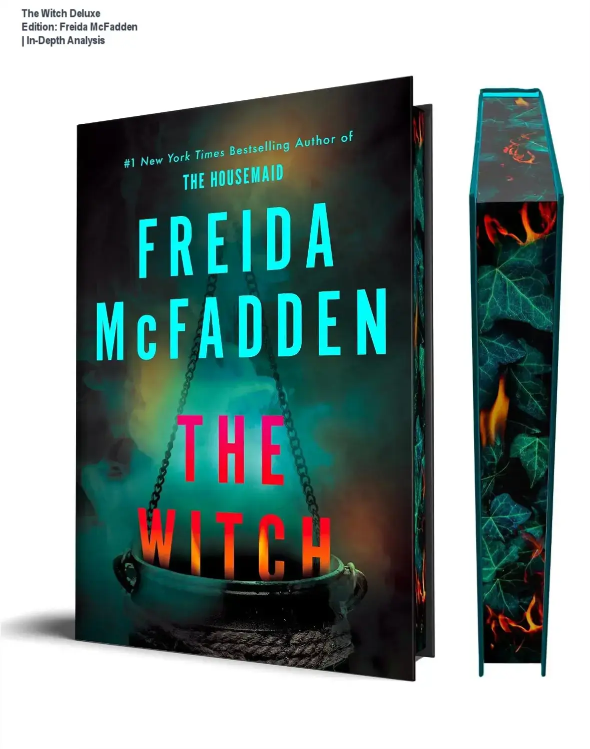 Freida McFadden The Witch Deluxe Edition hardcover book cover displayed on a wooden surface
