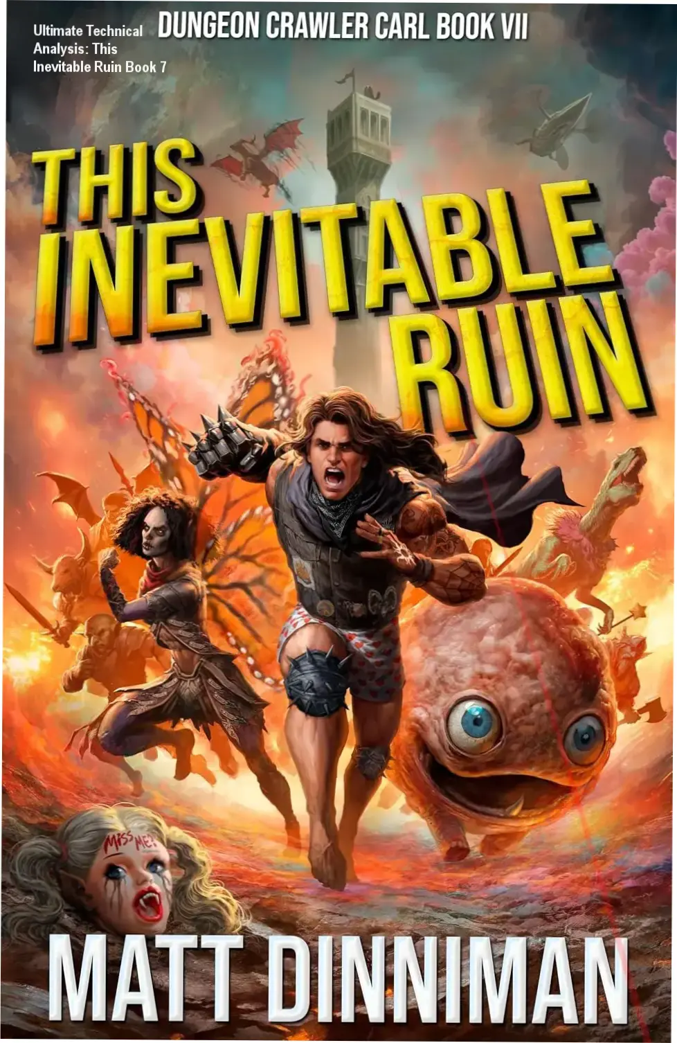 Cover art of This Inevitable Ruin, Book 7, depicting an intense battlefield with alien factions and self-aware NPCs.