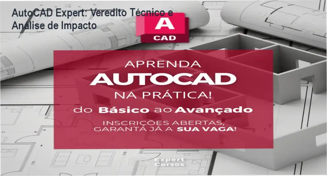 Interface do software AutoCAD com projetos técnicos de engenharia e arquitetura do curso AutoCAD Expert