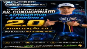 Visão detalhada da interface do curso online de Giliard Mota para refrigeração automotiva e agrícola