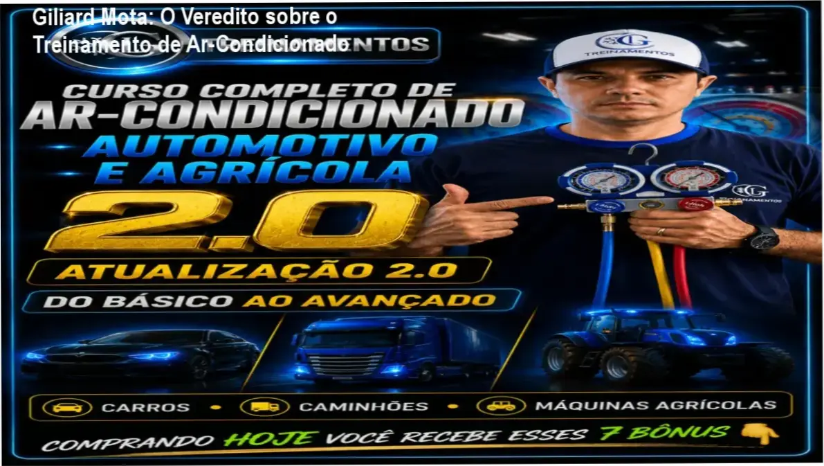 Visão detalhada da interface do curso online de Giliard Mota para refrigeração automotiva e agrícola