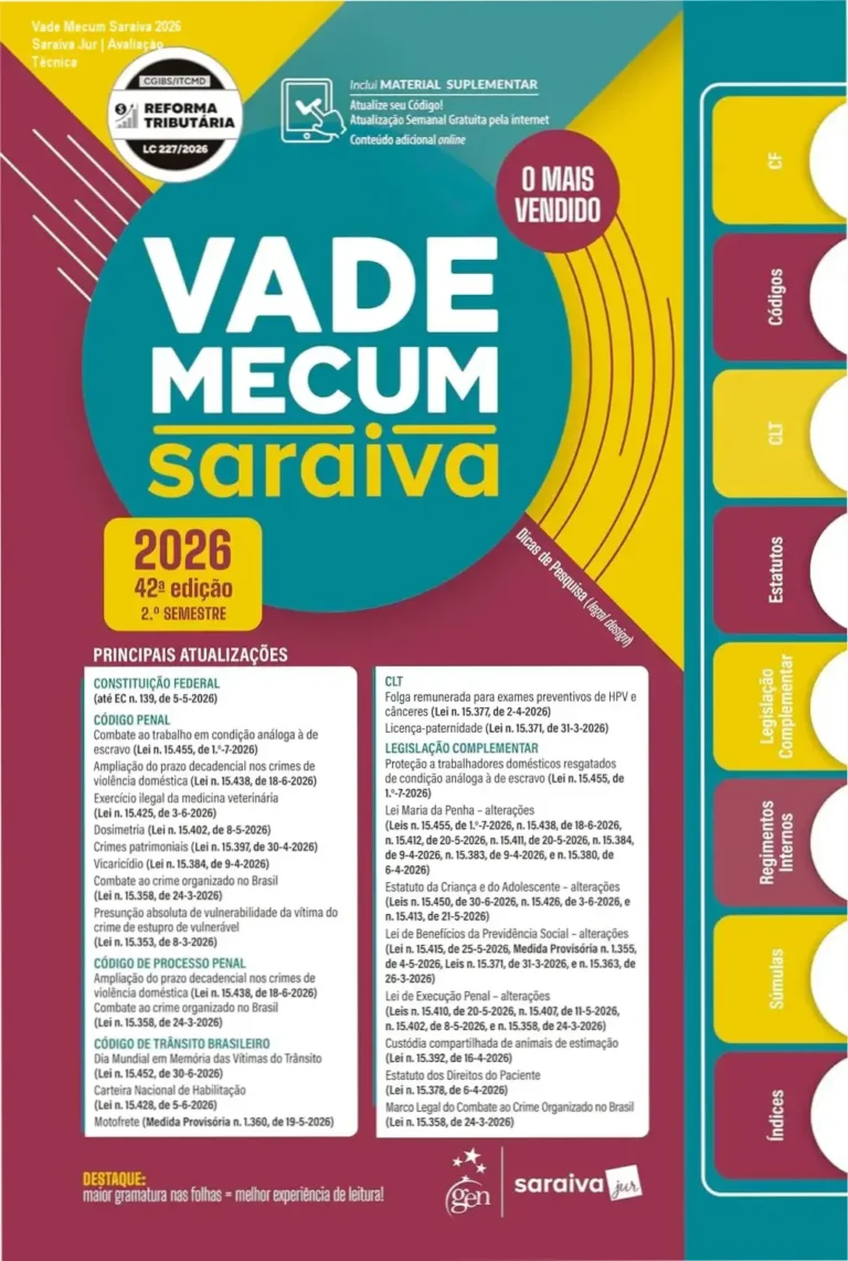 Vade Mecum Saraiva Tradicional 42ª Edição 2026 em capa dura para profissionais do Direito