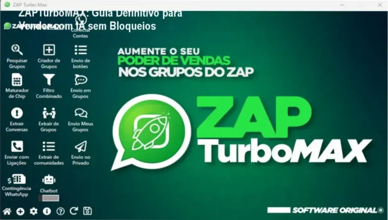 Interface do ZAPTurboMAX demonstrando automação de mensagens com IA para WhatsApp