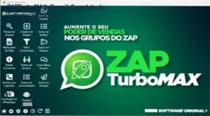 Interface do ZAPTurboMAX em funcionamento apresentando recursos de automação e inteligência artificial