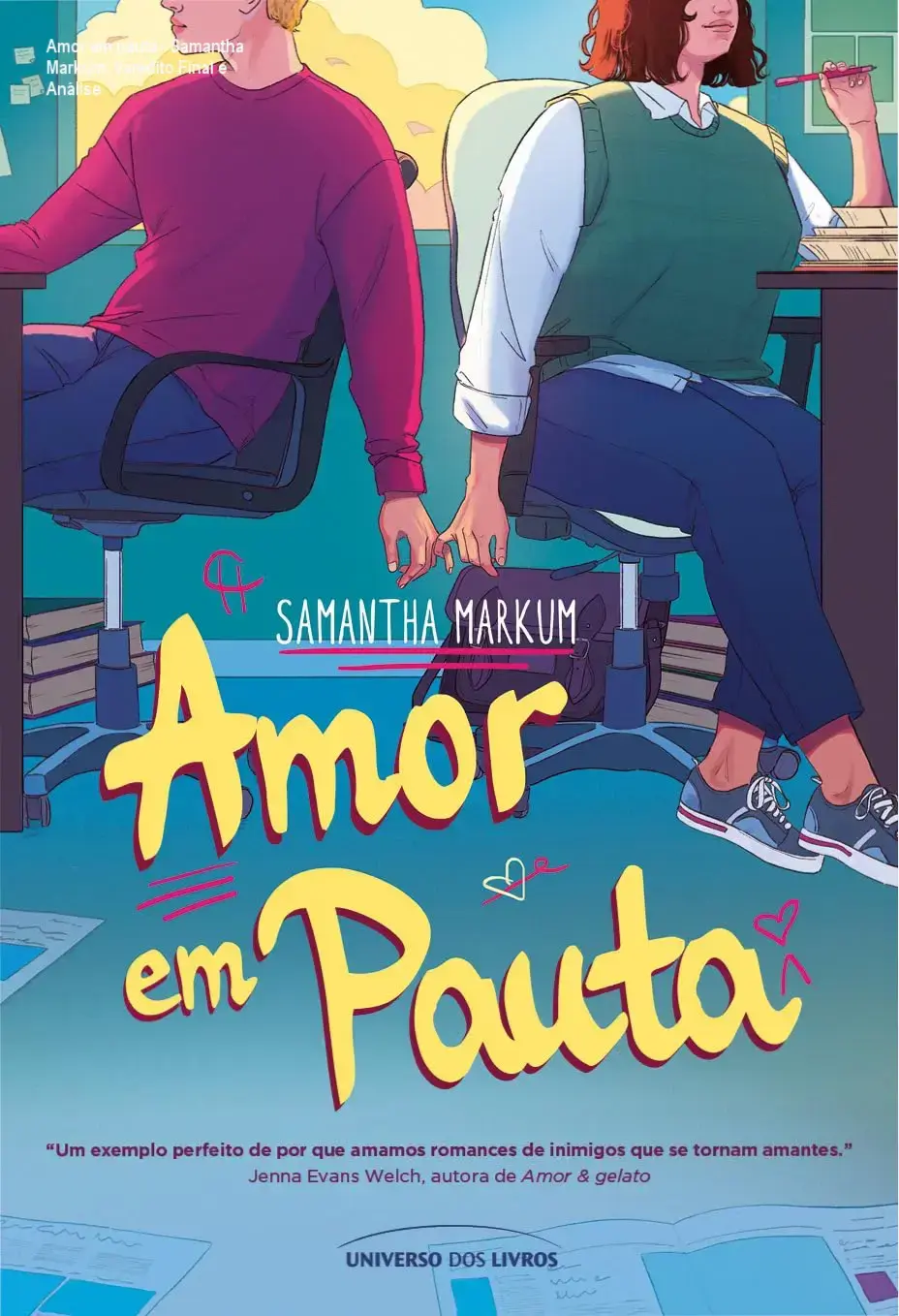 Capa do livro Amor em pauta de Samantha Markum retratando rivais universitários