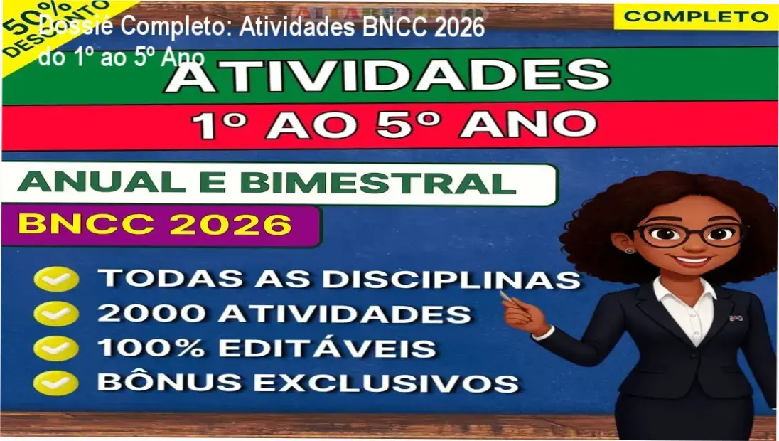Conjunto de atividades pedagógicas BNCC 2026 para ensino fundamental 1 em Word e PDF