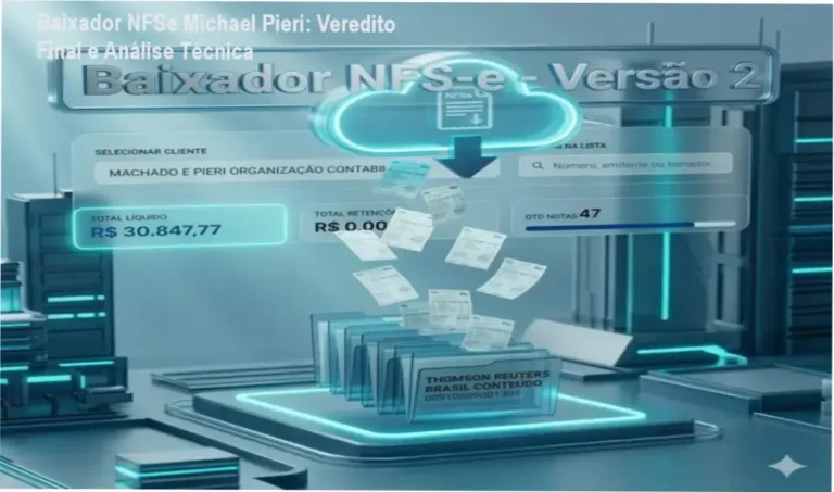 Interface do software Baixador NFSe de Michael Pieri automatizando a extração de notas fiscais