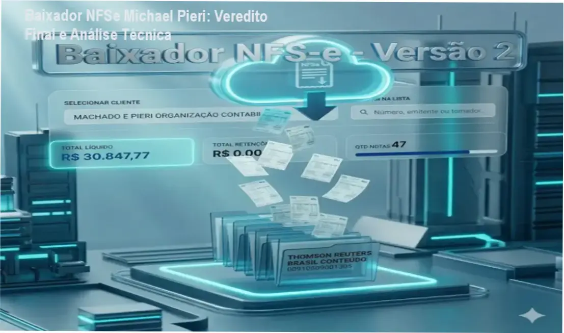 Interface do software Baixador NFSe de Michael Pieri automatizando a extração de notas fiscais
