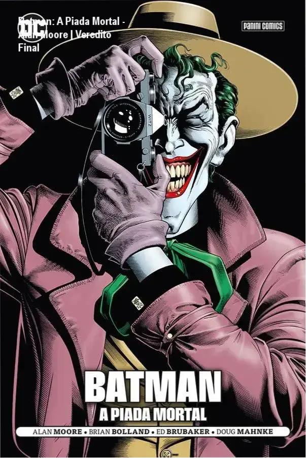 Capa da graphic novel Batman: A Piada Mortal destacando a arte de Brian Bolland