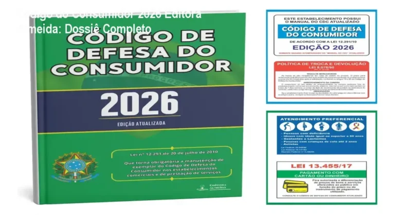 Livro Código de Defesa do Consumidor 2026 com kit de placas adesivas de sinalização obrigatória