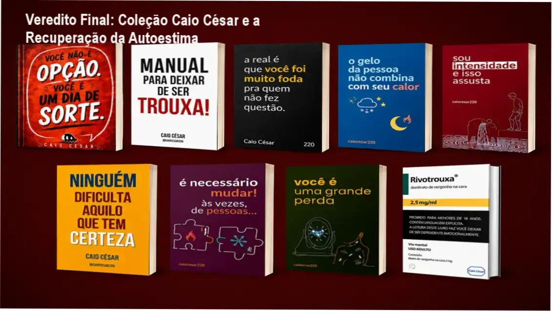 Conjunto de ebooks da Coleção Caio César focados em autoestima e superação de relacionamentos tóxicos