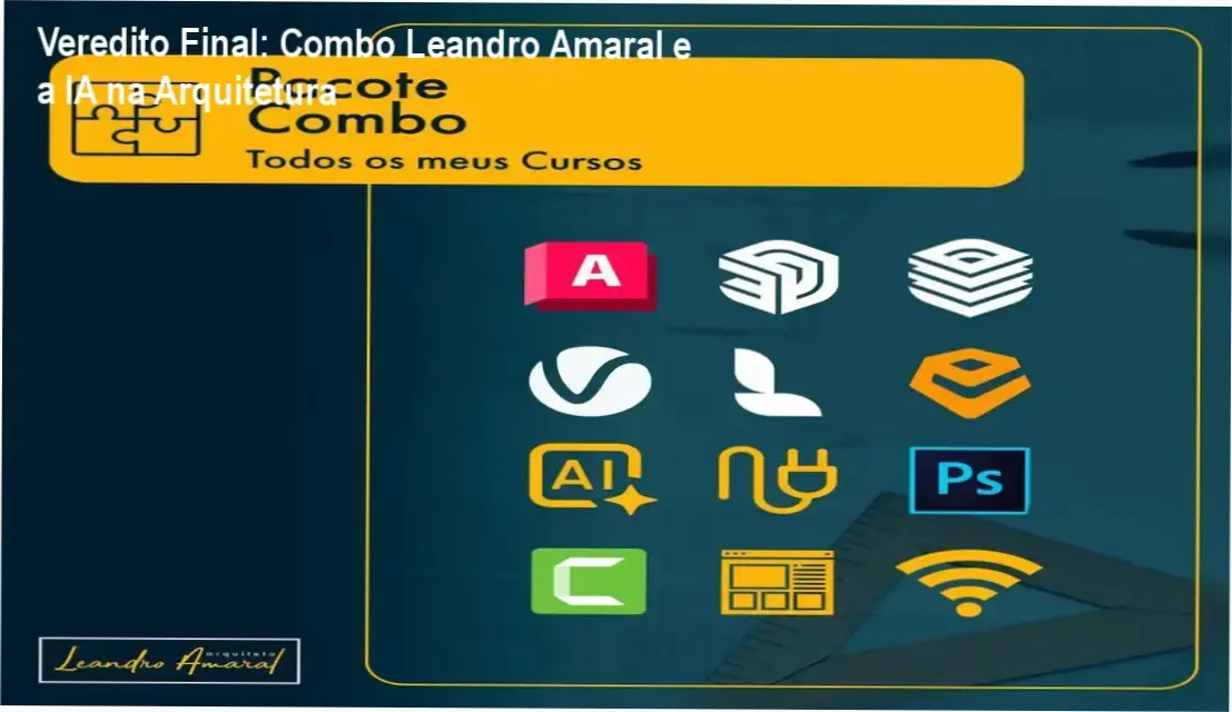 Interface do Pacote Combo de Cursos do Arquiteto Leandro Amaral com foco em IA e renderização 3D