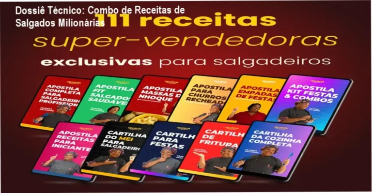 Kit de apostilas do Combo de Receitas de Salgados Milionárias para operação de máquinas modeladoras