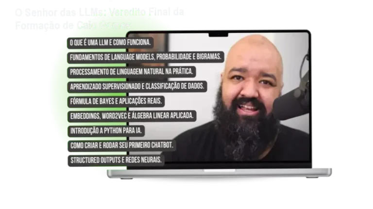 Interface do curso O Senhor das LLMs de Caio Gomes com foco em arquitetura de IA e LLMs