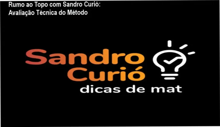 Interface do curso Rumo ao Topo com Sandro Curió destacando a metodologia de matemática simplificada