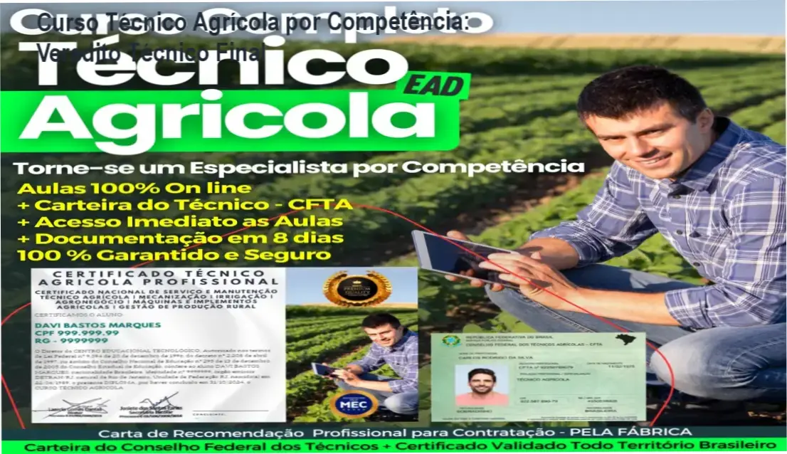 Curso Técnico Agrícola por Competência da Development LTDA: visão interna das videoaulas e ebooks