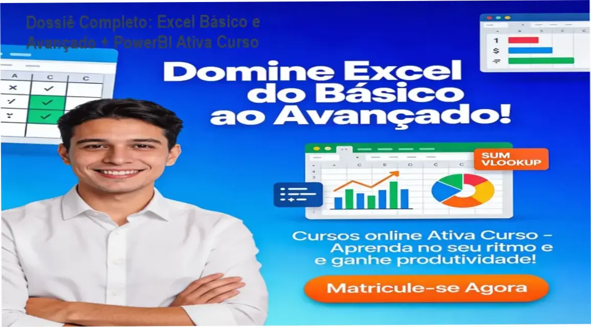 Excel Básico & Avançado Ativa Curso: visão interna da plataforma de aulas e materiais