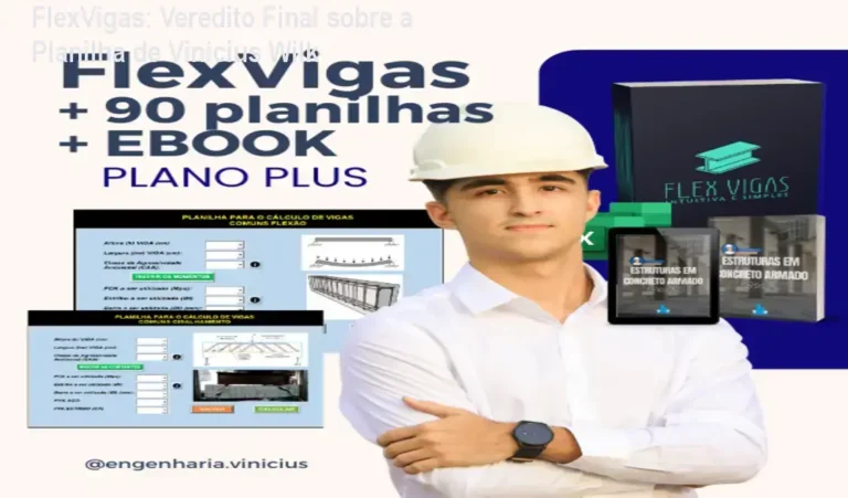 Interface da planilha FlexVigas para dimensionamento de vigas em concreto armado