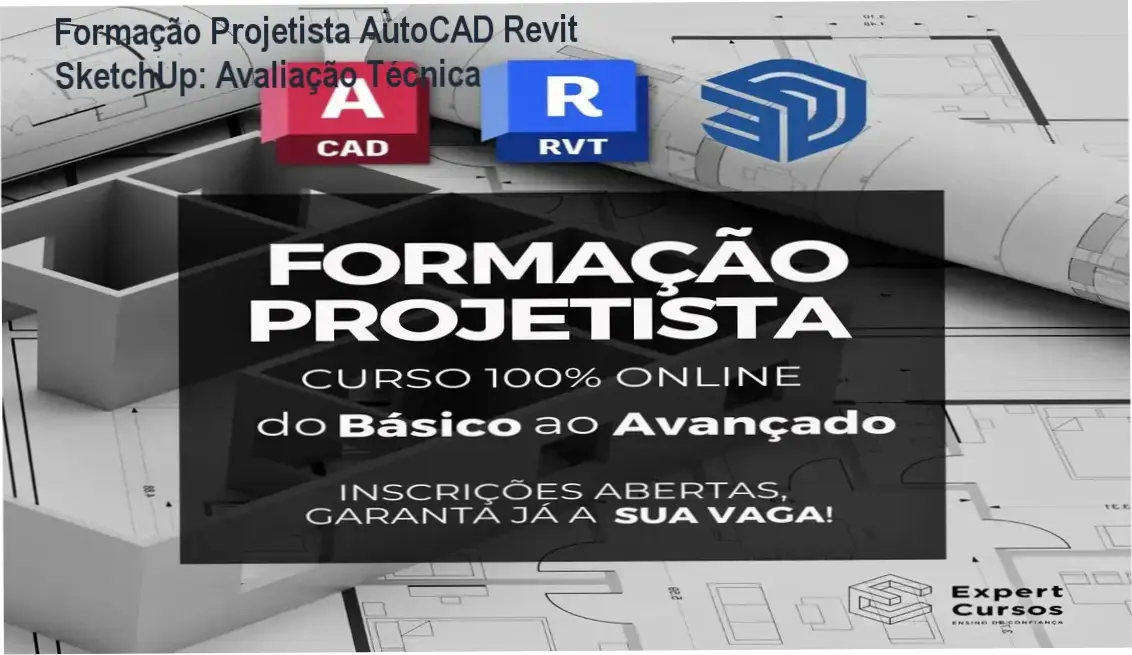 Interface dos softwares AutoCAD, Revit e SketchUp integrados na Formação Projetista