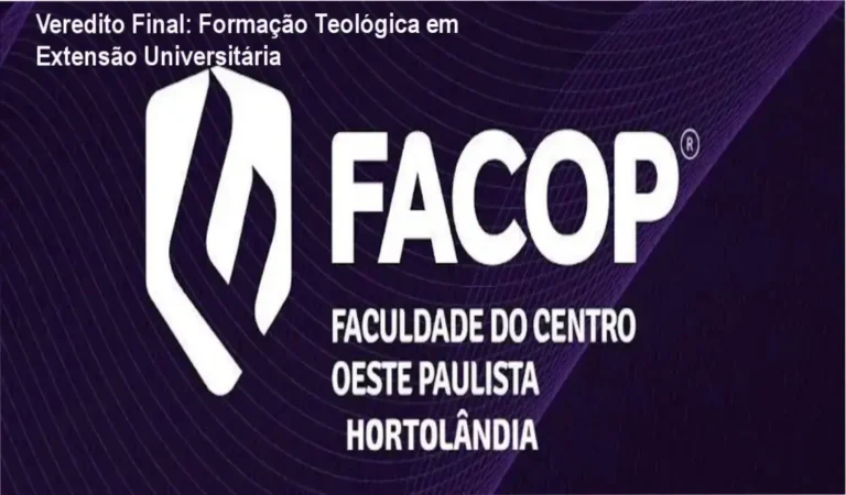 Certificado de Formação Teológica em Extensão Universitária do Instituto Metanoia e FACOP