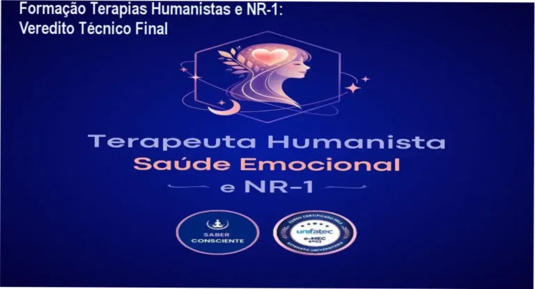 Certificado e materiais da Formação em Terapias Humanistas e NR-1 do Instituto Saber Consciente