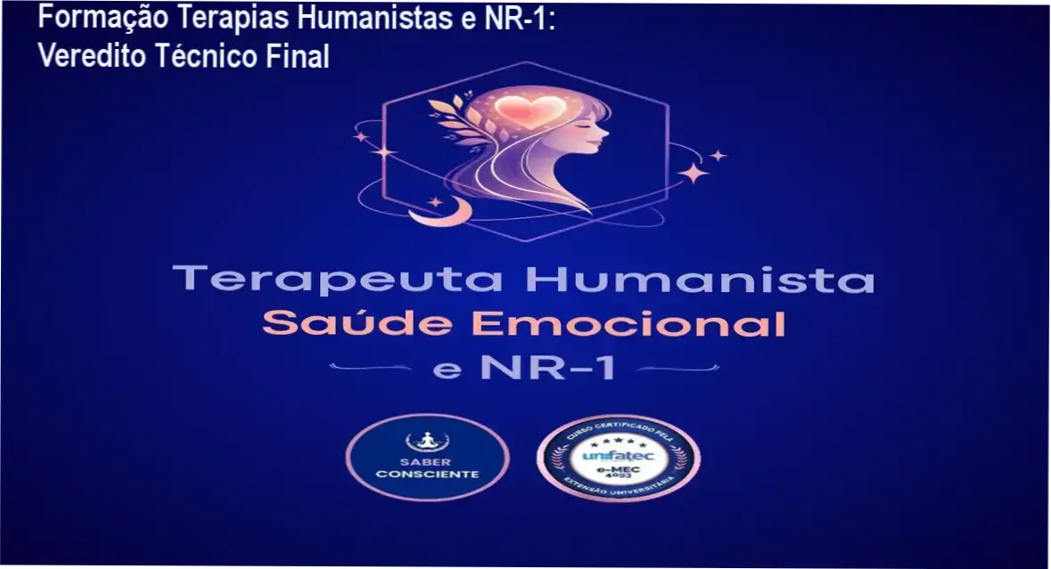 Certificado e materiais da Formação em Terapias Humanistas e NR-1 do Instituto Saber Consciente