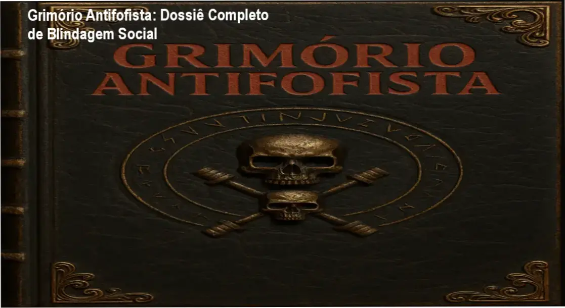 Representação do Grimório Antifofista focada em etiqueta comportamental e discrição social