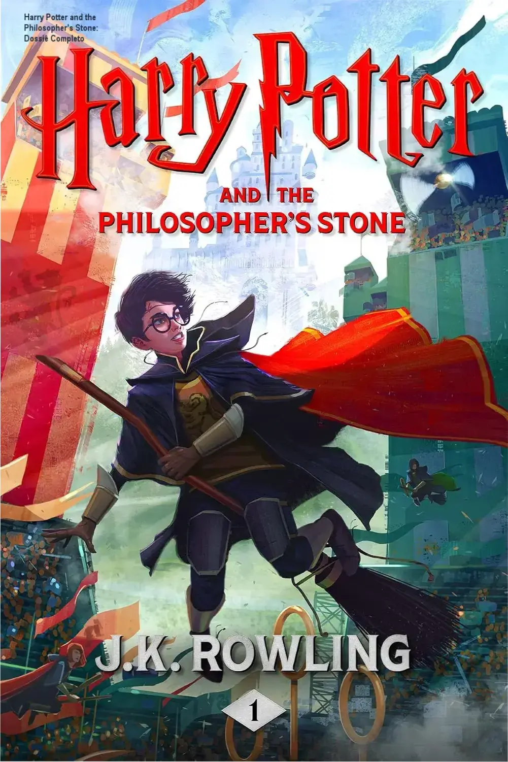 Capa do eBook Harry Potter and the Philosopher's Stone exibida em um dispositivo Kindle