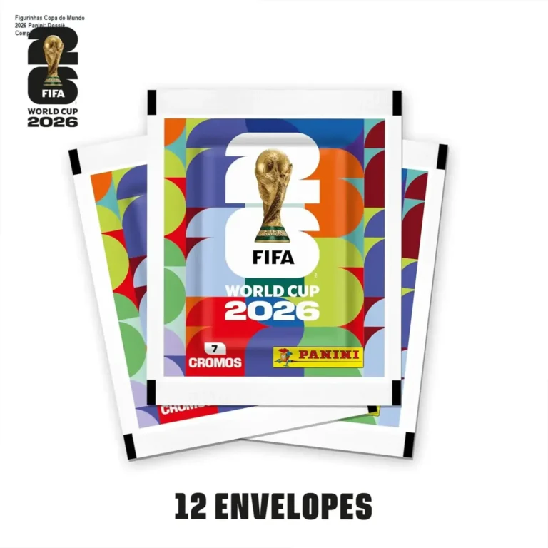 Kit com 12 envelopes de figurinhas oficiais da Copa do Mundo FIFA 2026 Panini