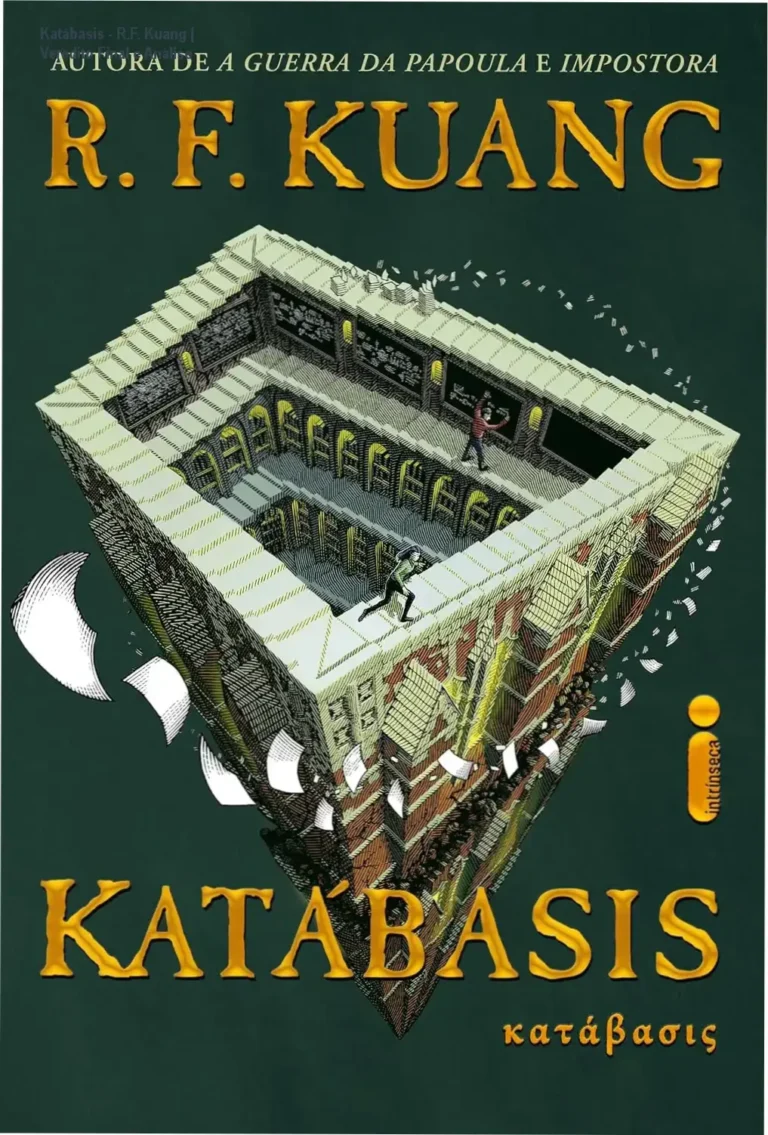 Capa do livro Katábasis de R.F. Kuang apresentando elementos de fantasia dark academia
