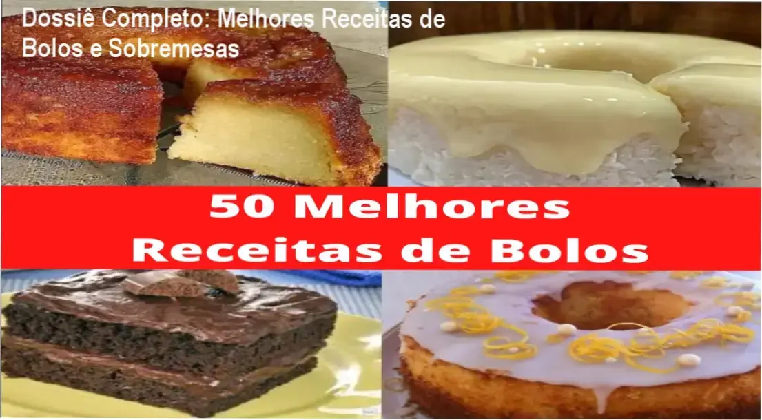 Coleção de bolos caseiros e sobremesas do e-book Melhores Receitas de Bolos