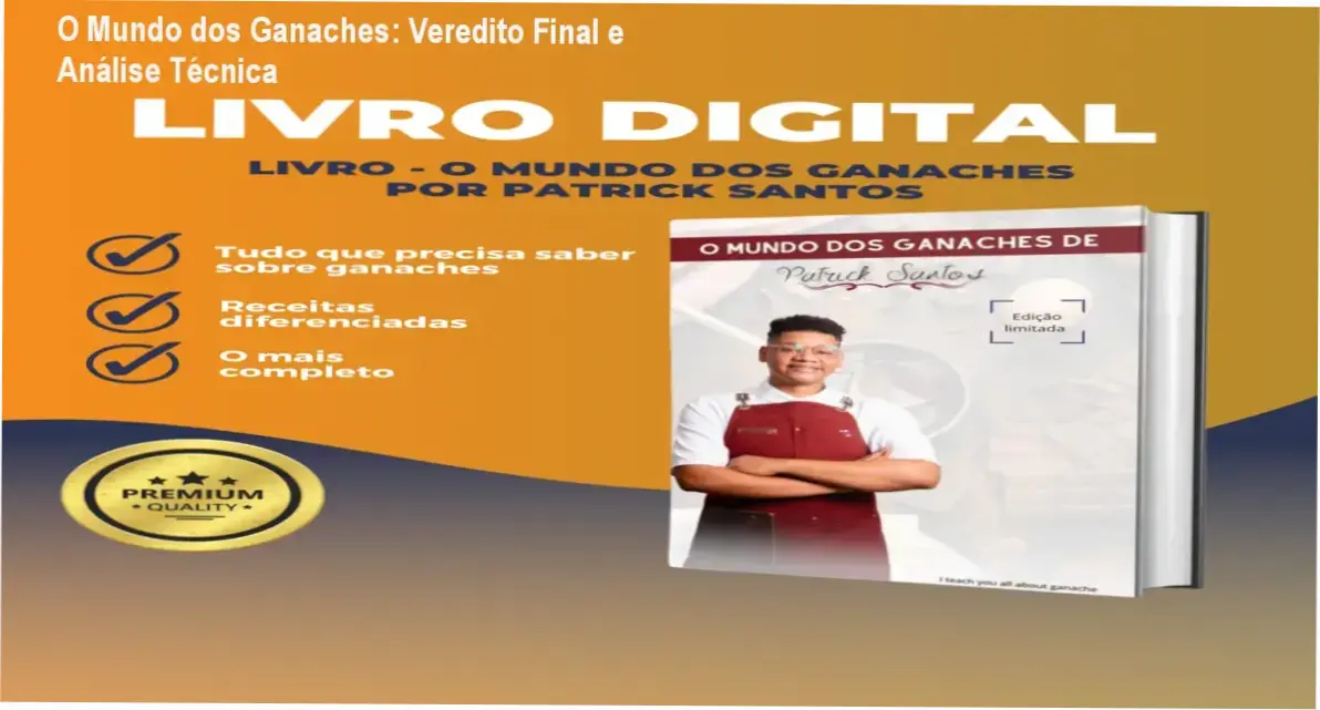 Representação do livro digital O Mundo dos Ganaches com foco em técnicas de confeitaria profissional