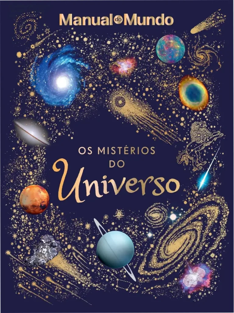 Capa do livro Os mistérios do Universo de Will Gater com ilustrações do cosmos