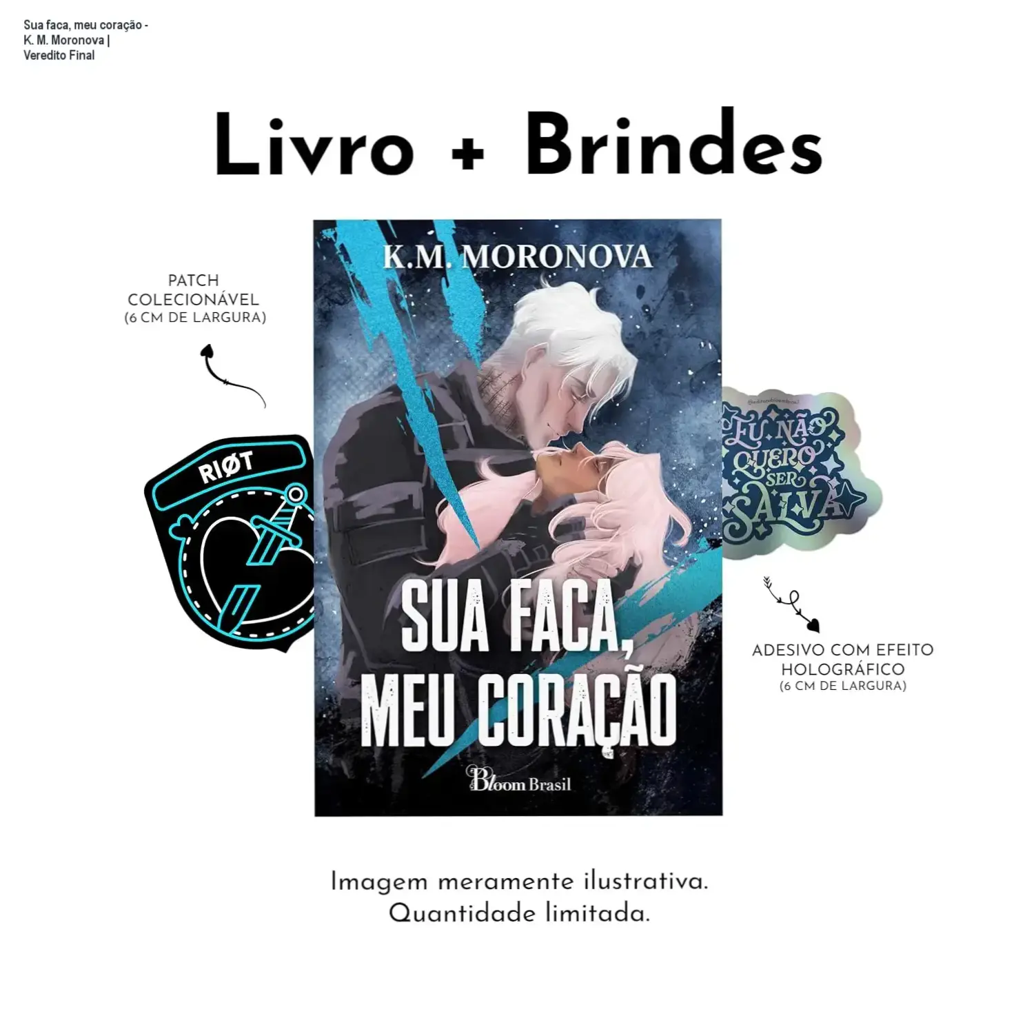 Capa do livro Sua faca, meu coração de K. M. Moronova, edição Bloom Brasil