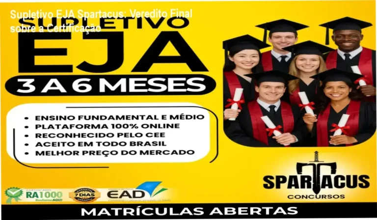 Infográfico detalhando o processo de certificação do Supletivo EJA Spartacus EAD