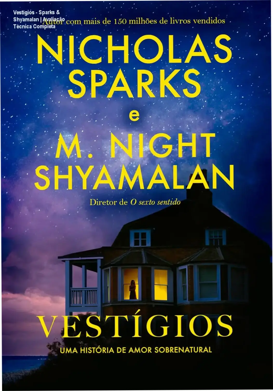 Capa do livro Vestígios, obra de Nicholas Sparks e M. Night Shyamalan